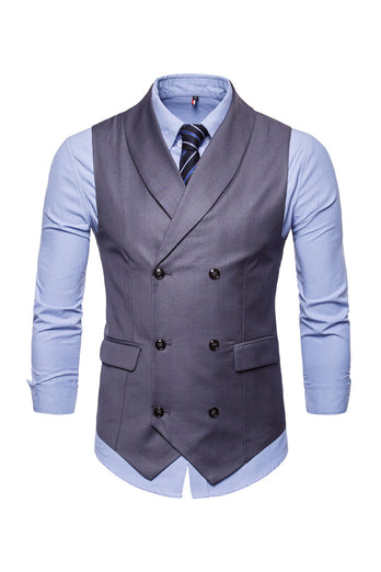 Chaleco de traje de hombre de solapa de doble pecho negro