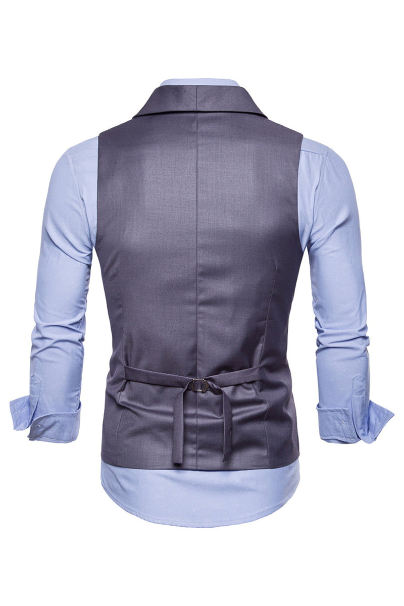 Cargar imagen en el visor de la galería, Chaleco de traje de hombre de solapa de doble pecho negro