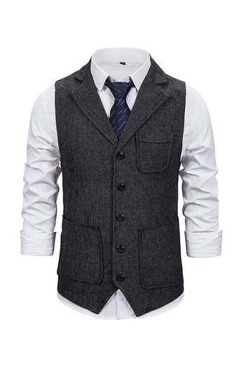 Marrón Chaleco de traje de hombre con solapas de muesca