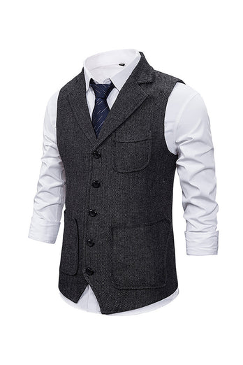 Marrón Chaleco de traje de hombre con solapas de muesca