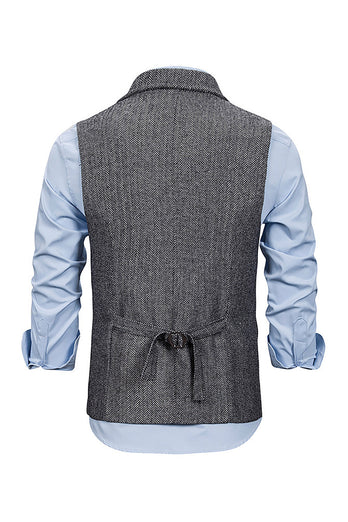 Marrón Chaleco de traje de hombre con solapas de muesca