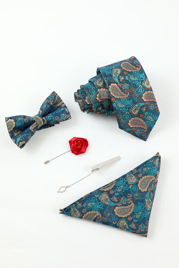Lago Azul Accesorio de 5 piezas para hombres Corbata y pajarita Pañuelo de bolsillo Pasador de corbata