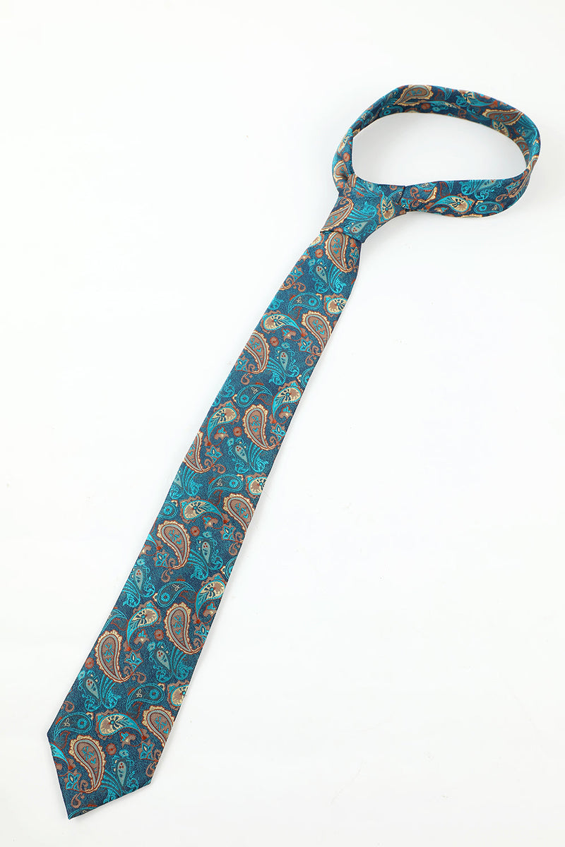 Cargar imagen en el visor de la galería, Lago Azul Accesorio de 5 piezas para hombres Corbata y pajarita Pañuelo de bolsillo Pasador de corbata