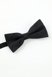Negro Juego de 5 accesorios de rayas Corbata y pajarita Pañuelo de bolsillo Alfiler de solapa de flor Pasador de corbata