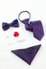 Cargar imagen en el visor de la galería, Purple Hombre 5-Piezas Accesorio Corbata y Pajarita Cuadros de Bolsillo Alfiler de Solapa Flor