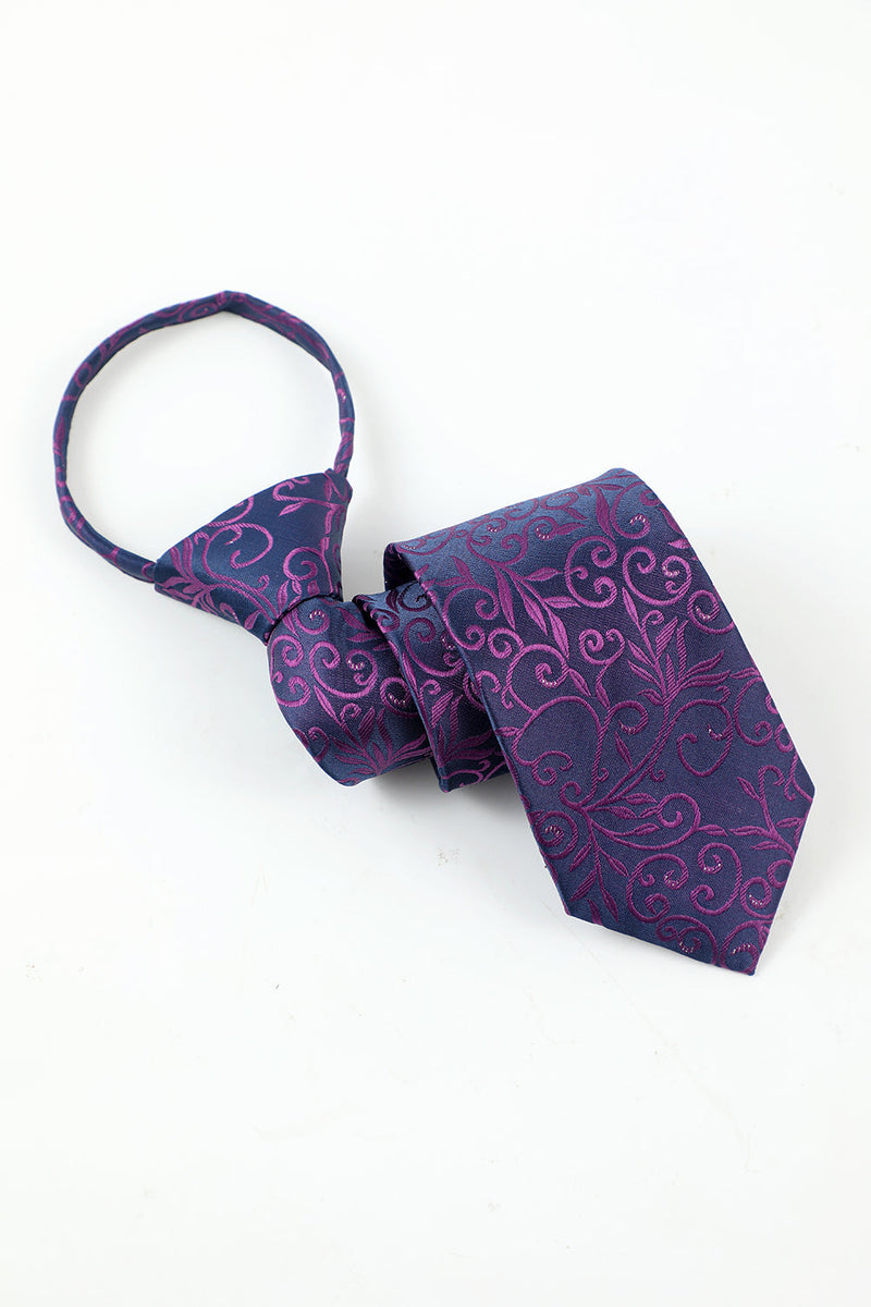 Cargar imagen en el visor de la galería, Purple Hombre 5-Piezas Accesorio Corbata y Pajarita Cuadros de Bolsillo Alfiler de Solapa Flor