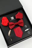 Rojo Accesorios para Hombre Corbata y pajarita Dos pañuelos de bolsillos cuadrados