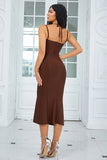 Café Spaghetti Straps Bodycon Cocktail Dress