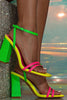 Cargar imagen en el visor de la galería, Color Contrast Ankle Strap Chunky Heels