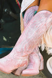Rosa polvorienta bordada a mitad de la pantorrilla Cowgirl Boho Boots