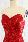 Funda Sweetheart Red Sequins Vestido de graduación con lentejuelas