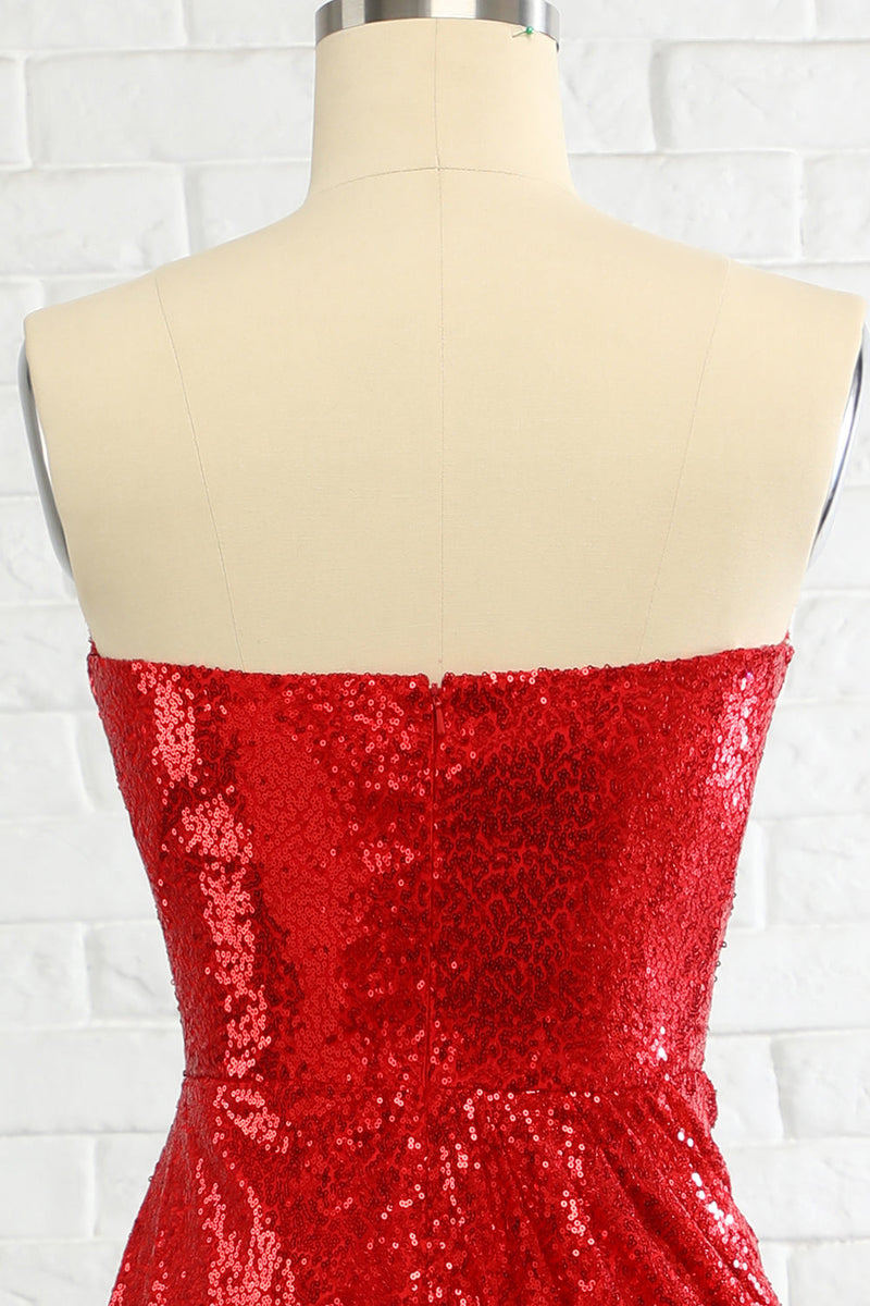 Cargar imagen en el visor de la galería, Funda Sweetheart Red Sequins Vestido de graduación con lentejuelas