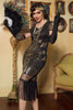Cargar imagen en el visor de la galería, Vestido de lentejuelas retro negro dorado de 1920