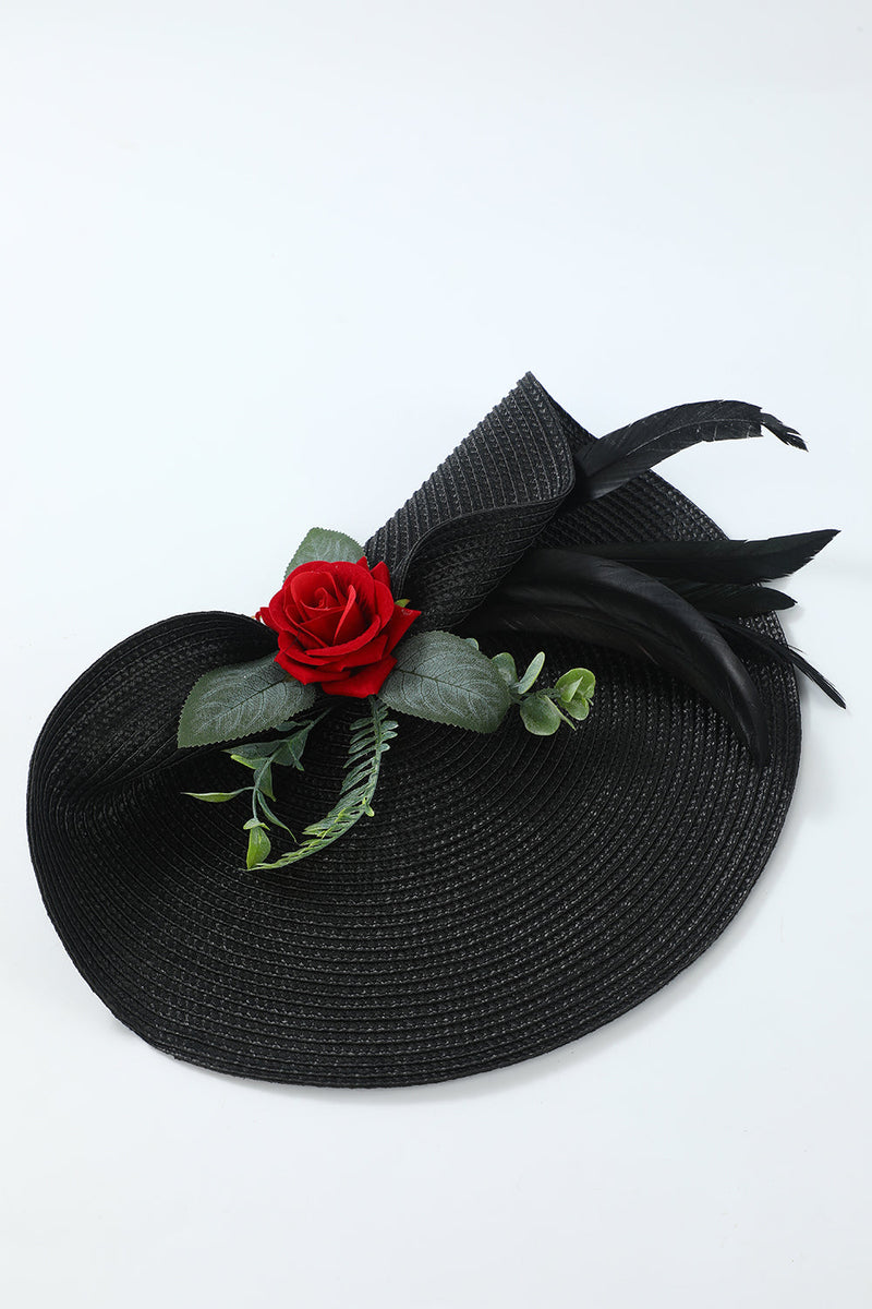 Cargar imagen en el visor de la galería, Sombrero Estilo Años 20 Negro con Flor