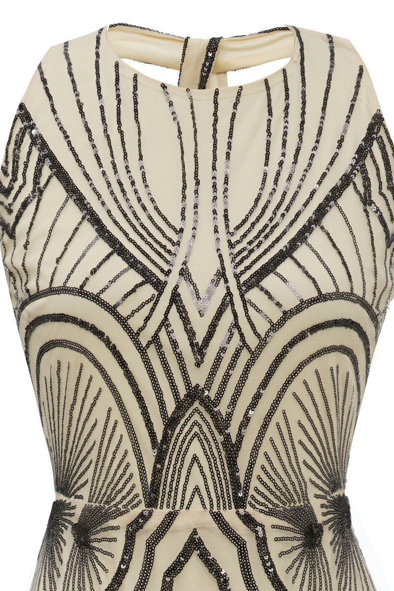 Cargar imagen en el visor de la galería, Negro Marfil 1920s Vestido Largo