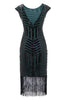 Cargar imagen en el visor de la galería, Vestido de cuello redondo verde de la década de 1920 Flapper