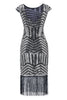Cargar imagen en el visor de la galería, Vestido de cuello redondo plateado de la década de 1920 Flapper