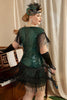 Cargar imagen en el visor de la galería, Vestido Gatsby de 1920 verde oscuro talla grande lentejuelas