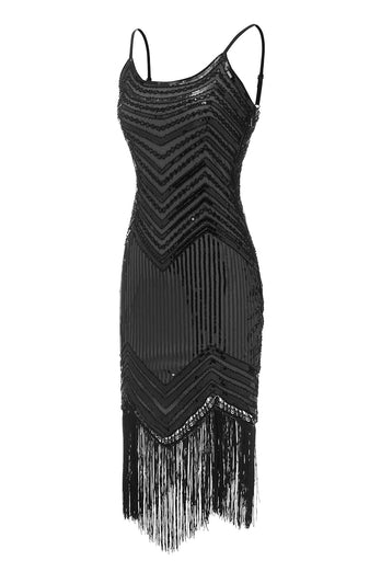Vestido de lentejuelas vintage con flecos de la década de 1920