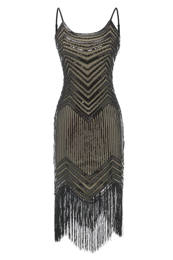 Vestido de lentejuelas vintage con flecos de la década de 1920