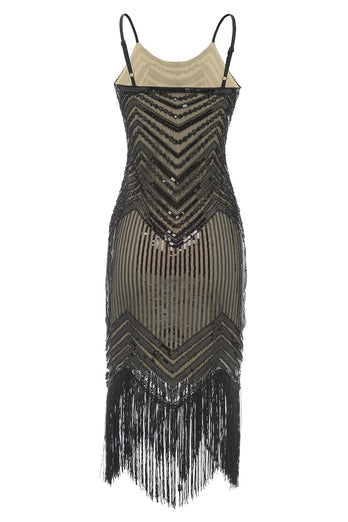 1920s Vestido de lentejuelas con flecos