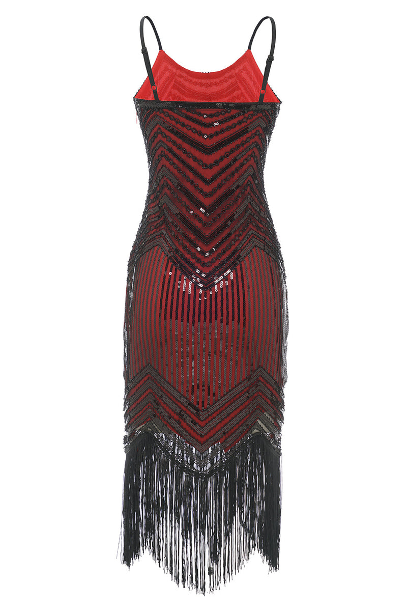 Cargar imagen en el visor de la galería, Vestido de lentejuelas vintage con flecos de la década de 1920