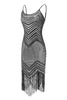 Cargar imagen en el visor de la galería, Bodycon Negro Plata Lentejuelas Vestido 1920s