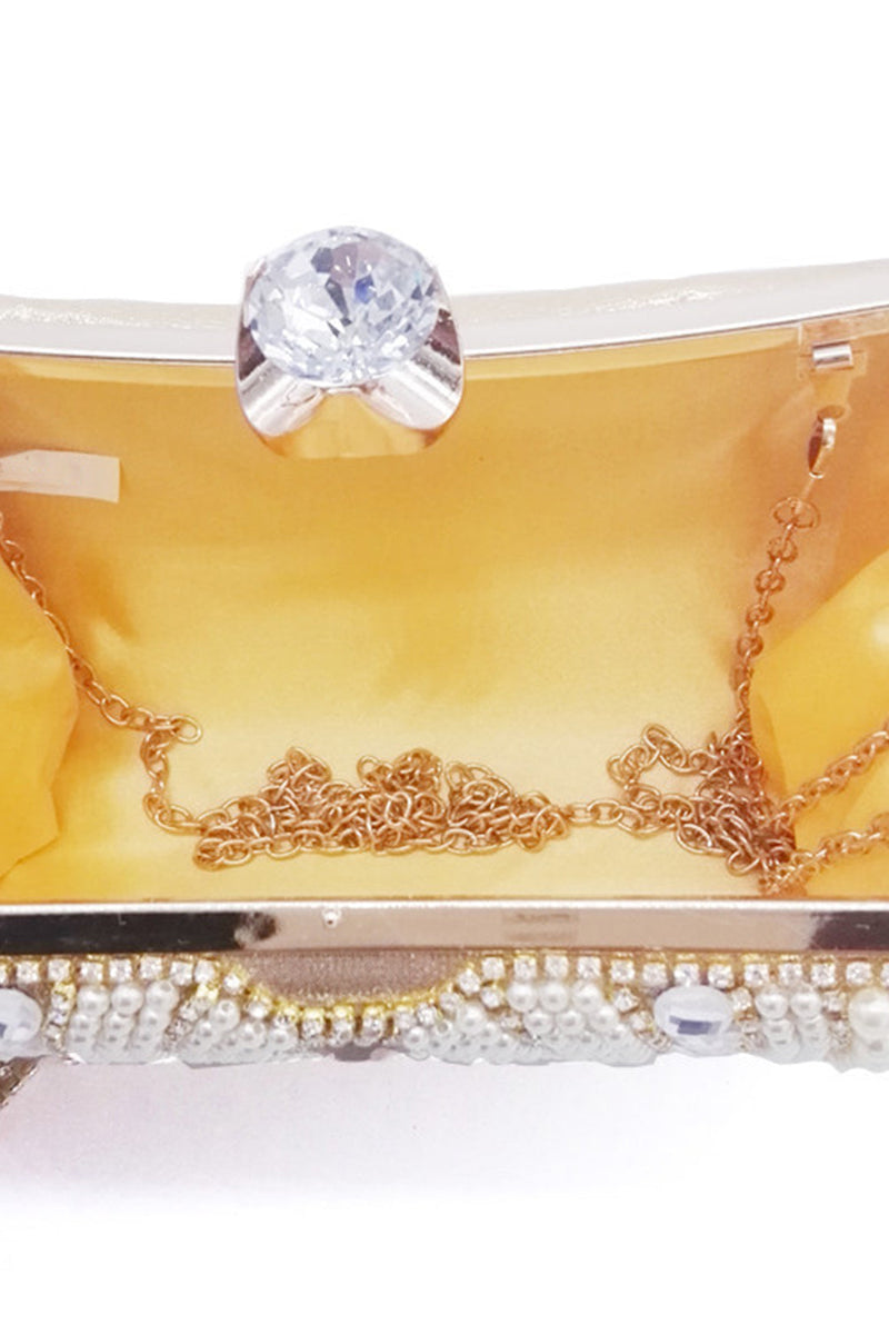 Cargar imagen en el visor de la galería, Golden Beaded Pearls Clutch de fiesta