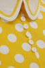 Cargar imagen en el visor de la galería, Vestido amarillo de lunares de primavera de 1950