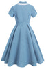 Cargar imagen en el visor de la galería, Vintage Blue Solid 1950s Swing Dress