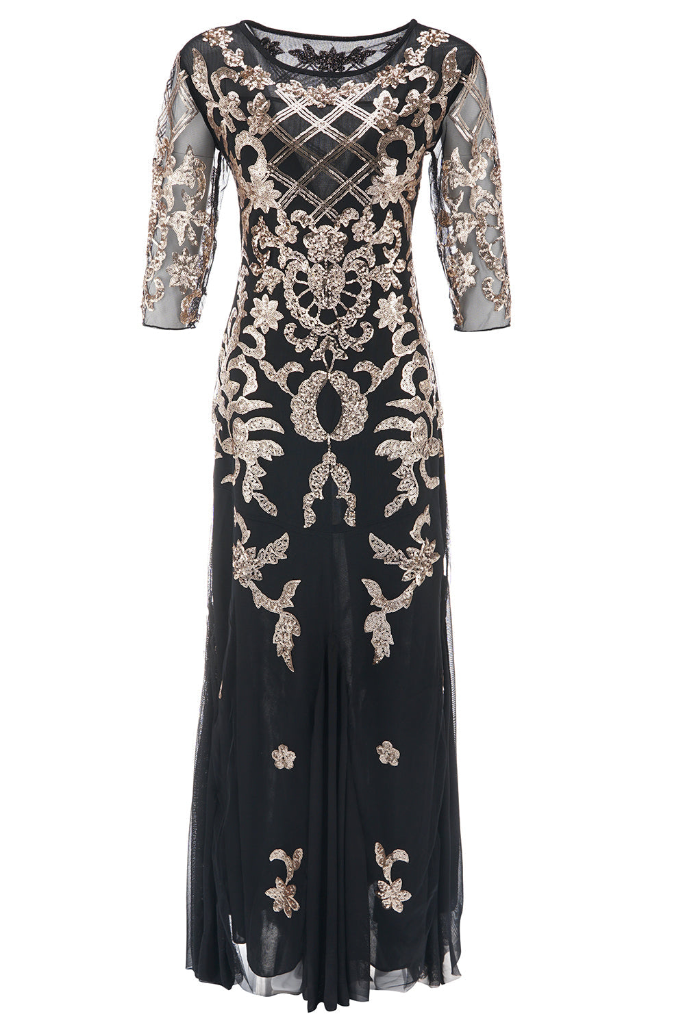 1920s vestido de lentejuelas azul marino