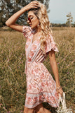 Blush Flower Print Vestido Boho de Verano