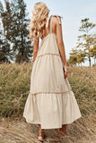 Khaki Spaghetti Straps Summer Boho Vestido