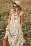 Khaki Spaghetti Straps Summer Boho Vestido