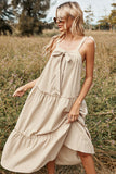 Khaki Spaghetti Straps Summer Boho Vestido