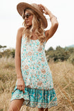 Estampado de Flores Verdes Vestido Boho de Verano