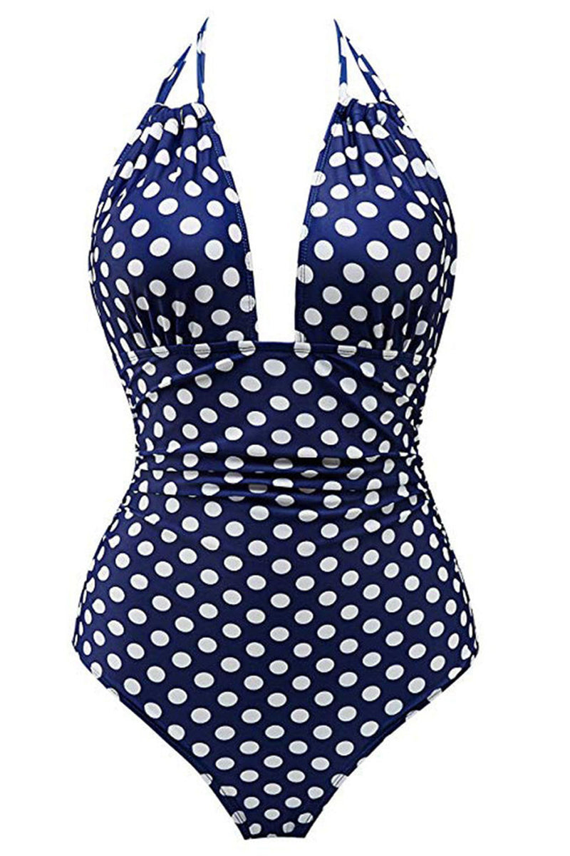 Cargar imagen en el visor de la galería, Trajes de baño Halter navy de una pieza