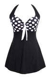 Trajes de baño de lunares blancos negros