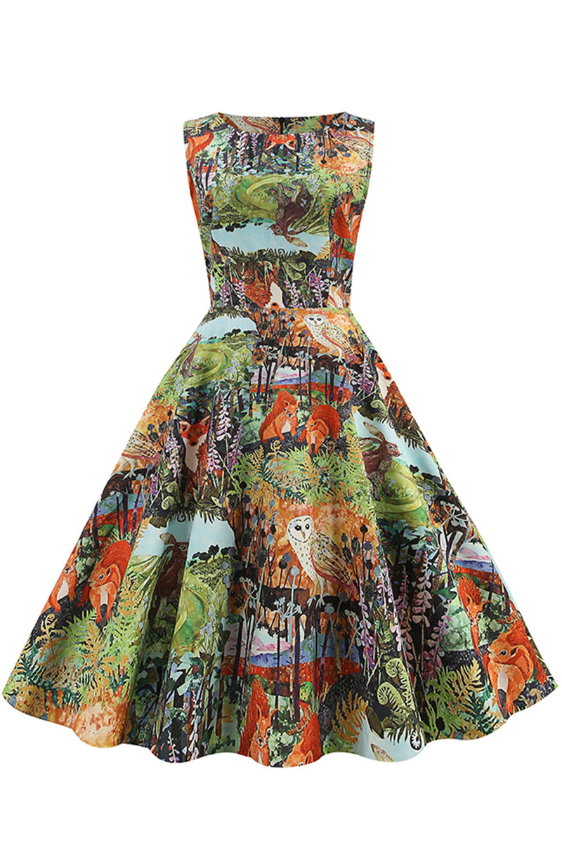 Cargar imagen en el visor de la galería, Vestido Floral Azul Claro Vintage 1950s