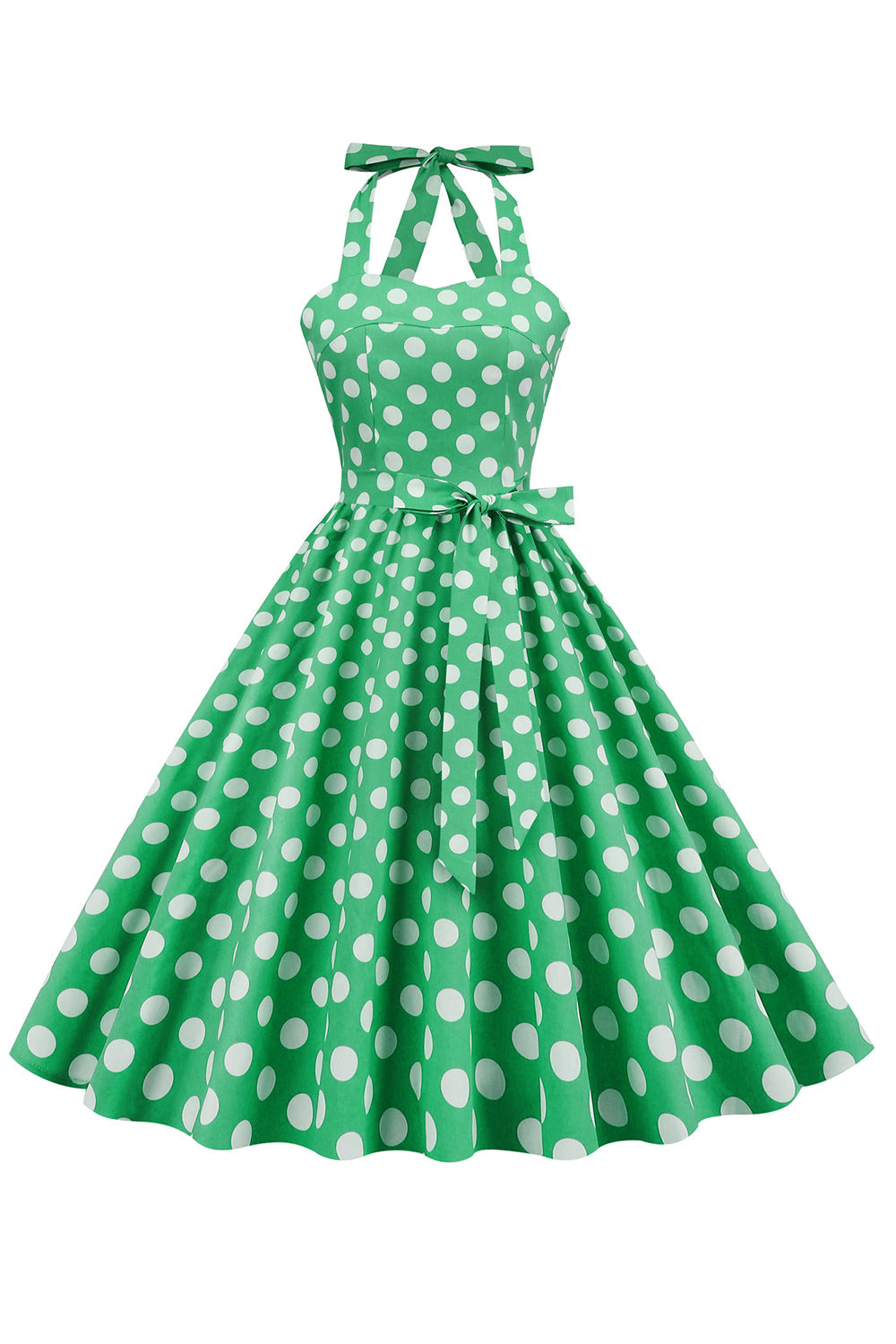 Vestido Pin Up de Lunares Verdes de la década de 1950