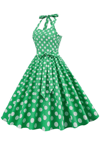 Vestido Pin Up de Lunares Verdes de la década de 1950