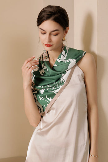 Tocado de bufanda estampado cuadrado verde