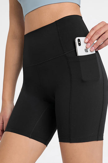 Pantalones cortos de yoga negros para mujer