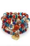 Bohemian Stackable Bead Pulsera elástica multicapa