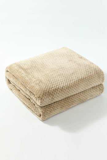 Gruesa manta de lana de coral caqui