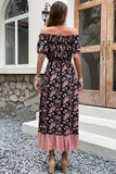 Vestido de verano con estampado negro off the shoulder