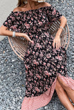 Vestido de verano con estampado negro off the shoulder