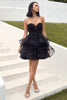 Cargar imagen en el visor de la galería, Lindo vestido de tul negro sin tirantes de regreso a casa