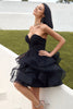 Cargar imagen en el visor de la galería, Lindo vestido de tul negro sin tirantes de regreso a casa