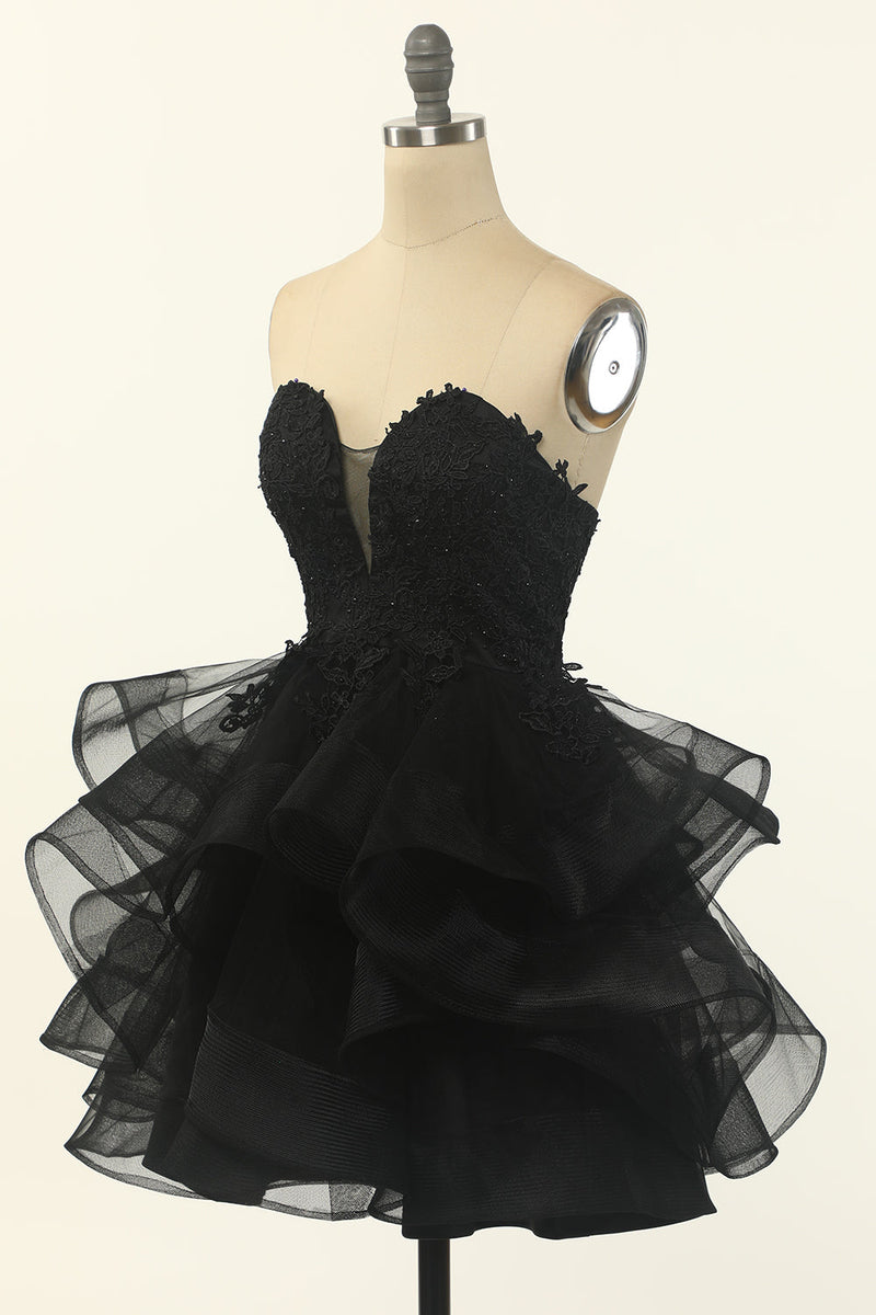 Cargar imagen en el visor de la galería, Strapless Tulle Pequeño Vestido Negro